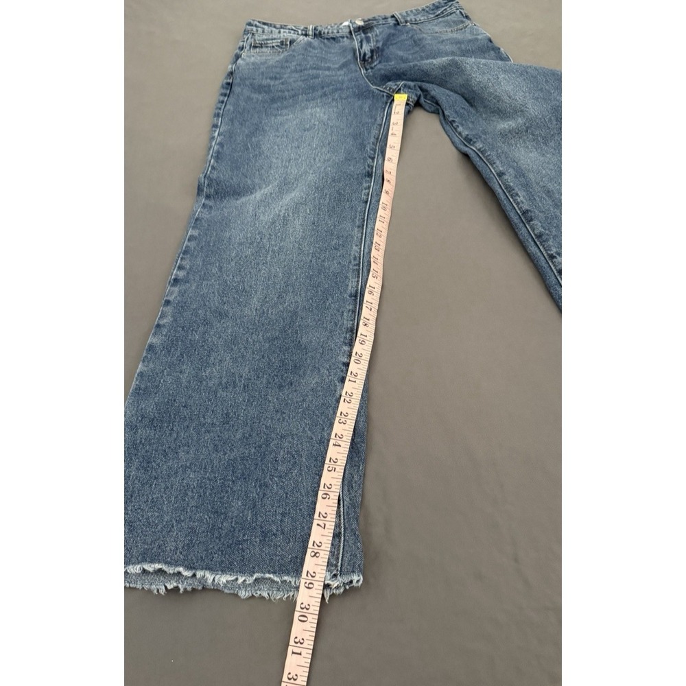 Ashley Mason Wide Leg Jeans Womens Sz 13/31 Lace Heart Pockets Raw Hem High Rise - Picture 6 of 14